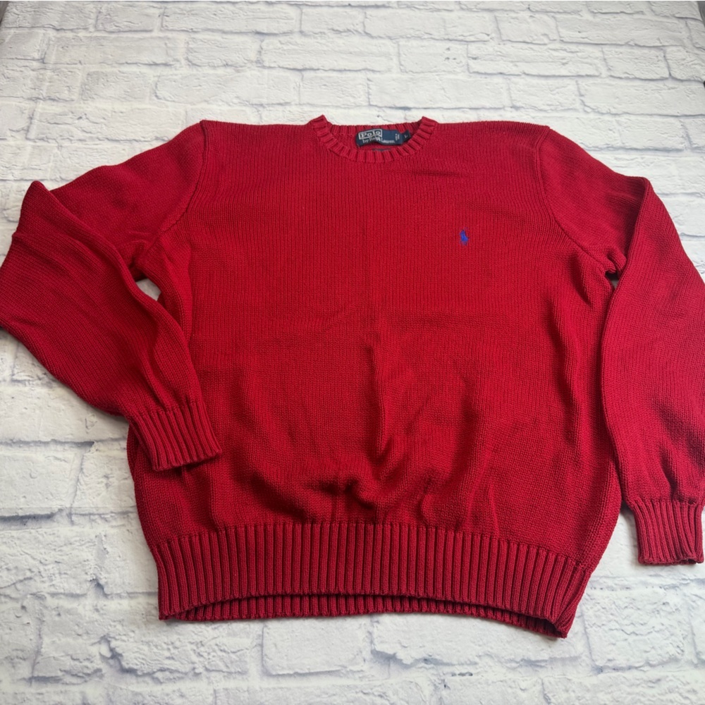 Polo by Ralph Lauren Red Crewneck 100% Cotton with Blue Pony. Size L.